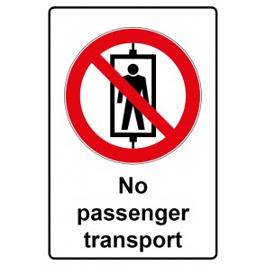 Schild Verbotszeichen Piktogramm & Text englisch · No passenger transport (Verbotsschild)