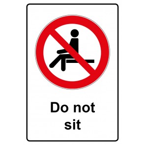 Aufkleber Verbotszeichen Piktogramm & Text englisch · Do not sit | stark haftend
