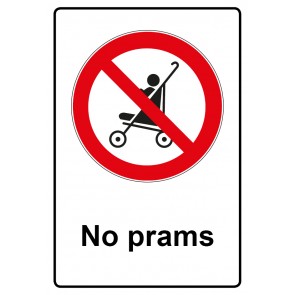 Aufkleber Verbotszeichen Piktogramm & Text englisch · No prams (Verbotsaufkleber)