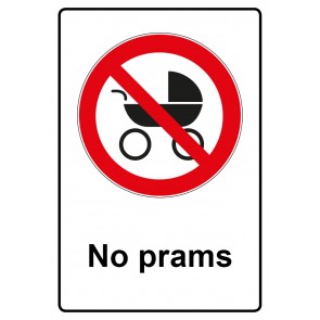 Aufkleber Verbotszeichen Piktogramm & Text englisch · No prams (Verbotsaufkleber)