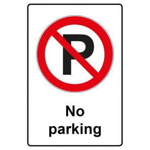 Aufkleber Verbotszeichen Piktogramm & Text englisch · No parking | stark haftend (Verbotsaufkleber)