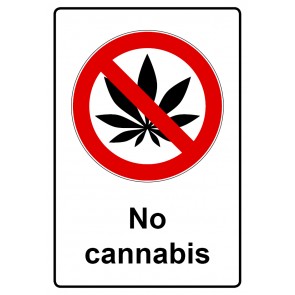Schild Verbotszeichen Piktogramm & Text englisch · No cannabis | selbstklebend