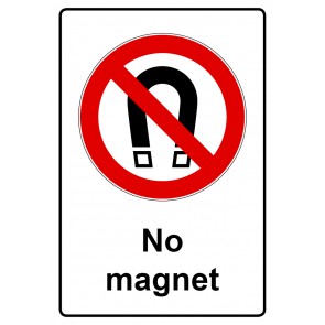 Schild Verbotszeichen Piktogramm & Text englisch · No magnet (Verbotsschild)