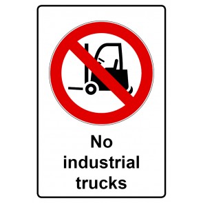 Aufkleber Verbotszeichen Piktogramm & Text englisch · No industrial trucks | stark haftend