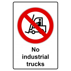 Aufkleber Verbotszeichen Piktogramm & Text englisch · No industrial trucks | stark haftend (Verbotsaufkleber)