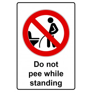 Schild Verbotszeichen Piktogramm & Text englisch · Do not pee while standing | selbstklebend