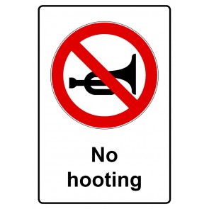 Schild Verbotszeichen Piktogramm & Text englisch · No hooting | selbstklebend (Verbotsschild)