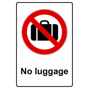 Schild Verbotszeichen Piktogramm & Text englisch · No luggage (Verbotsschild)