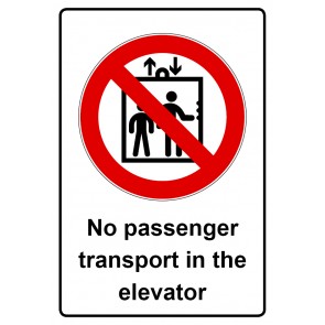 Magnetschild Verbotszeichen Piktogramm & Text englisch · No passenger transport in the elevator (Verbotsschild magnetisch · Magnetfolie)