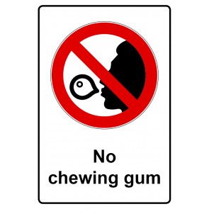 Aufkleber Verbotszeichen Piktogramm & Text englisch · No chewing gum | stark haftend