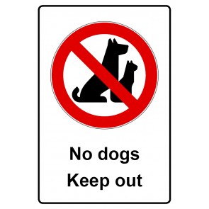 Schild Verbotszeichen Piktogramm & Text englisch · No dogs · Keep out (Verbotsschild)
