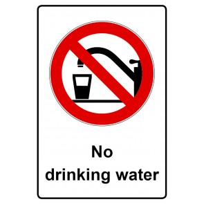 Aufkleber Verbotszeichen Piktogramm & Text englisch · No drinking water (Verbotsaufkleber)