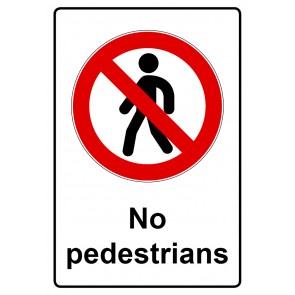 Aufkleber Verbotszeichen Piktogramm & Text englisch · No pedestrians | stark haftend