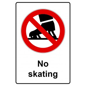 Aufkleber Verbotszeichen Piktogramm & Text englisch · No skating (Verbotsaufkleber)