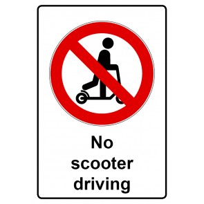 Aufkleber Verbotszeichen Piktogramm & Text englisch · No scooter driving | stark haftend (Verbotsaufkleber)