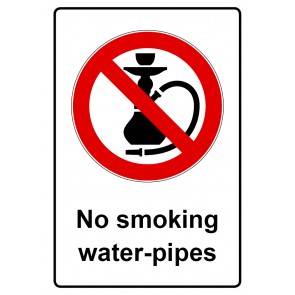 Schild Verbotszeichen Piktogramm & Text englisch · No smoking water-pipes (Verbotsschild)