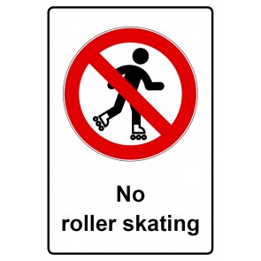 Schild Verbotszeichen Piktogramm & Text englisch · No roller skating | selbstklebend (Verbotsschild)