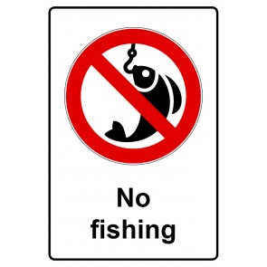 Aufkleber Verbotszeichen Piktogramm & Text englisch · No fishing | stark haftend