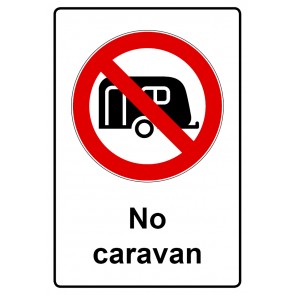 Schild Verbotszeichen Piktogramm & Text englisch · No caravan (Verbotsschild)