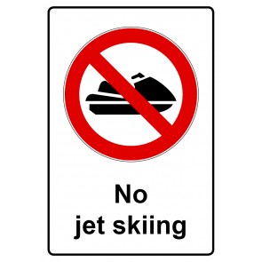 Aufkleber Verbotszeichen Piktogramm & Text englisch · No jet skiing | stark haftend