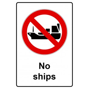 Schild Verbotszeichen Piktogramm & Text englisch · No ships (Verbotsschild)
