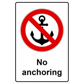 Aufkleber Verbotszeichen Piktogramm & Text englisch · No anchoring | stark haftend (Verbotsaufkleber)
