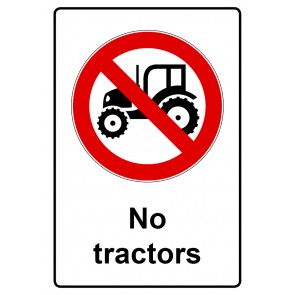 Schild Verbotszeichen Piktogramm & Text englisch · No tractors (Verbotsschild)