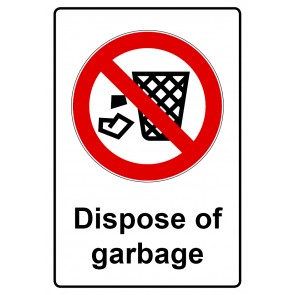 Aufkleber Verbotszeichen Piktogramm & Text englisch · Dispose of garbage | stark haftend