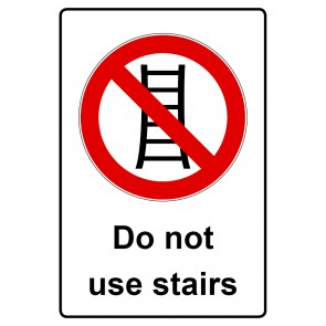 Schild Verbotszeichen Piktogramm & Text englisch · Do not use stairs | selbstklebend