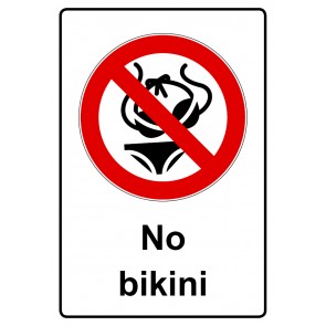Schild Verbotszeichen Piktogramm & Text englisch · No bikini | selbstklebend