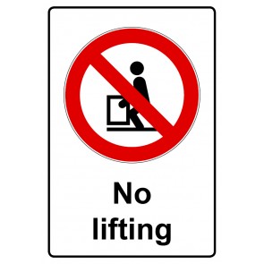 Schild Verbotszeichen Piktogramm & Text englisch · No lifting (Verbotsschild)
