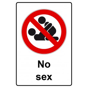 Schild Verbotszeichen Piktogramm & Text englisch · No sex (Verbotsschild)