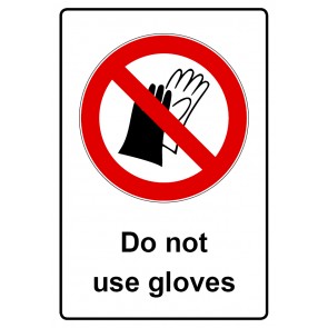 Aufkleber Verbotszeichen Piktogramm & Text englisch · Do not use gloves (Verbotsaufkleber)