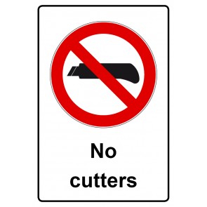 Schild Verbotszeichen Piktogramm & Text englisch · No cutters | selbstklebend