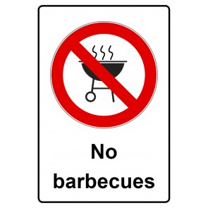 Magnetschild Verbotszeichen Piktogramm & Text englisch · No barbecues