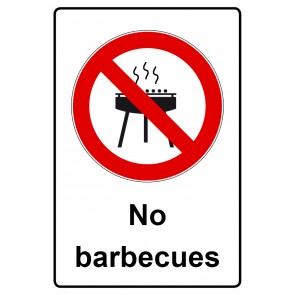 Magnetschild Verbotszeichen Piktogramm & Text englisch · No barbecues (Verbotsschild magnetisch · Magnetfolie)