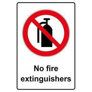 Aufkleber Verbotszeichen Piktogramm & Text englisch · No fire extinguishers | stark haftend (Verbotsaufkleber)