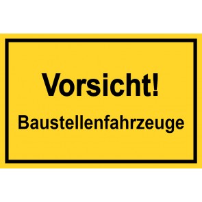 Baustellenschild Vorsicht! Baustellenfahrzeuge | gelb · MAGNETSCHILD