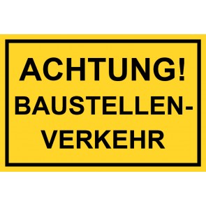 Baustellenschild Achtung Baustellenverkehr | gelb · MAGNETSCHILD