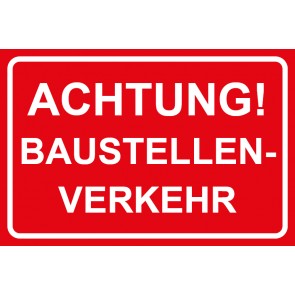 Baustellenschild Achtung Baustellenverkehr | rot · weiß · MAGNETSCHILD