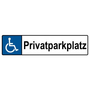 Behinderten Kennzeichenschild Privatparkplatz | selbstklebend
