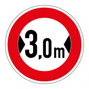Schild Verkehrszeichen Durchfahrtsbreite  3,0 Meter · MAGNETSCHILD