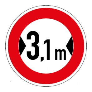 Schild Verkehrszeichen Durchfahrtsbreite  3,1 Meter · MAGNETSCHILD