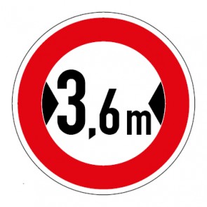 Aufkleber Verkehrszeichen Durchfahrtsbreite 3,6 Meter