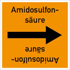 Rohrleitungskennzeichnung viereckig Amidosulfonsäure · Aluminium-Schild