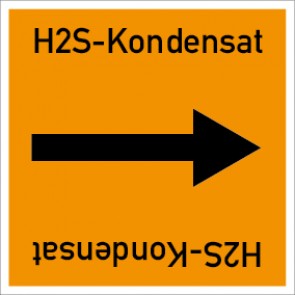 Schild Rohrleitungskennzeichnung viereckig H2S-Kondensat · selbstklebend
