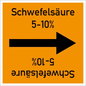Rohrleitungskennzeichnung viereckig Schwefelsäure 5-10% · ALU-SCHILD