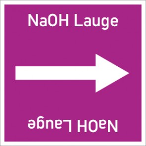 Rohrleitungskennzeichnung viereckig NaOH Lauge · Aufkleber | stark haftend