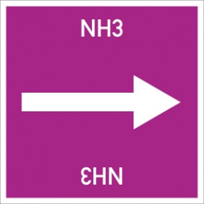 Schild Rohrleitungskennzeichnung viereckig NH3 · selbstklebend