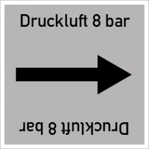 Rohrleitungskennzeichnung viereckig Druckluft 8 bar · Aluminium-Schild